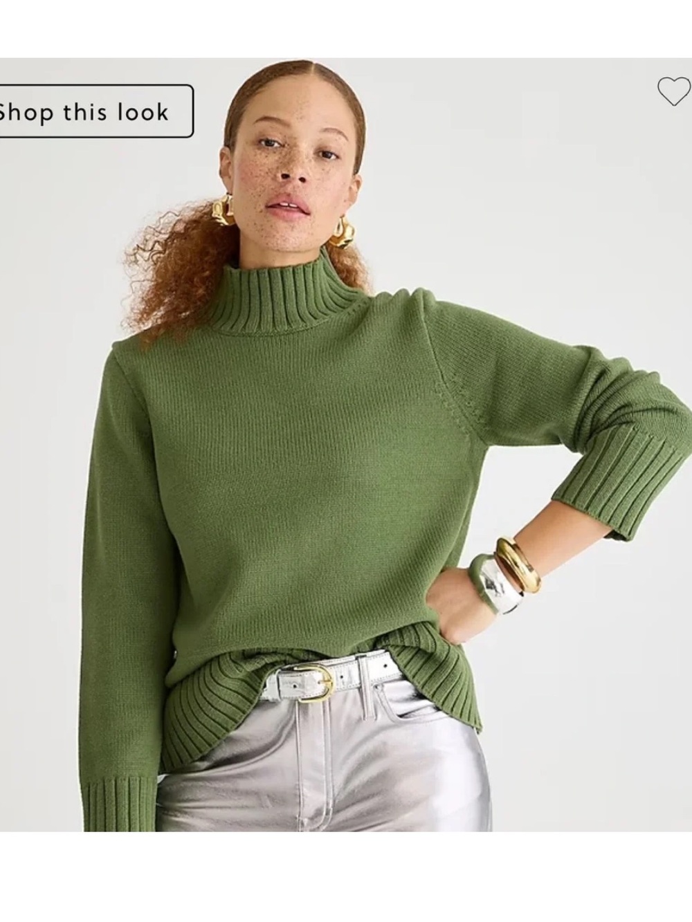 J. Crew 100% Cotton Ribbed Turtleneck Sweater size Medium Spring Green